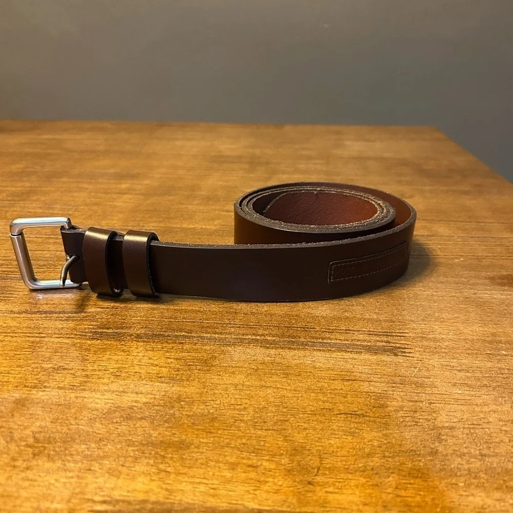 Polo Ralph Lauren Men’s Plaque Leather Roller Buckle Belt Dark Brown Sz 48